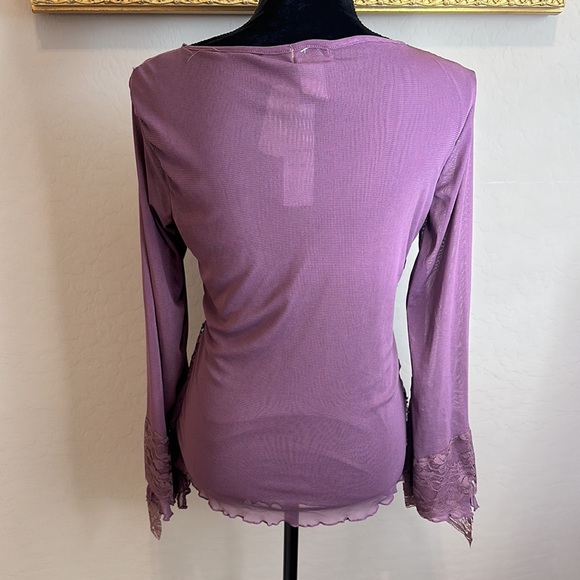 Janette Plus Dusty Purple Wrap Top with Sequins Lace & Ruffles - Picture 2 of 2